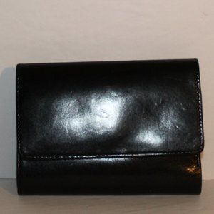 FOSSIL BLACK LEATHER FLAP WALLET